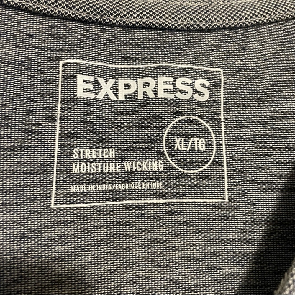 Express Solid Moisture-Wicking Pique Crew Neck T-Shirt Men's Size XL Grey Logo - Picture 5 of 7